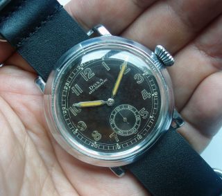 40s Doxa Anti Magnetic WWII German Pilot Military w Porcelain Dial