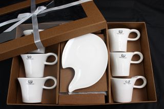 Style Weiss Kaffee Service 6 Personen 12 teilig Porzellan Set Modern