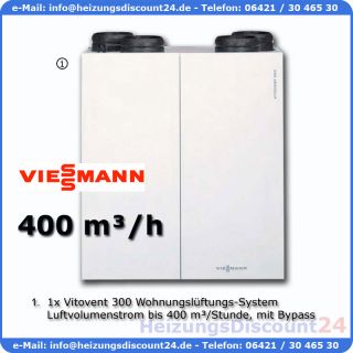 VIESSMANN VITOVENT 300 WOHNRAUMLÜFTUNG 400 m³/h, BYPASS