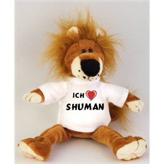 Plüschtiere Löwe mit Ich liebe Shuman T Shirt, Größe 27 cm 
