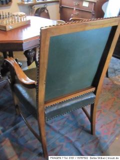 10 Stück Antike Stühle Armlehnstühle Echtleder bezogen ca um 1920