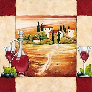Poster / Kunstdruck 49x49 TOSKANA   Landschaft Italien mediterran Wein