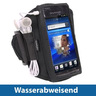 Schwarz Sport Armband fuer Sony Ericsson Xperia Arc S Android Neopren