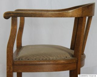Jugendstil Art Deco Armlehnstuhl Stuhl Sessel chair Eiche mit Polster