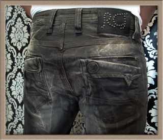 Rocco Cavalli. Italienische Designer Jeans in schwarz grau Stonewashed