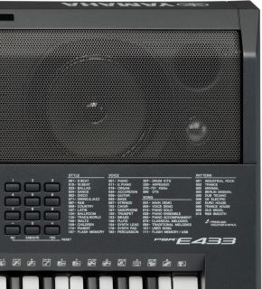 Yamaha PSR E433 Keyboard mit Sitz Bank+Staub Schutz Hülle+Notenpult