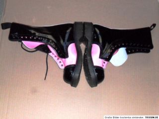 Solovair Pink Black Patent Leather Boot 14 Eyelet rosa Lackleder 14