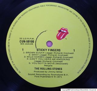 LP The Rolling Stones   Sticky Fingers RSR Australia 1971, CUN 59100