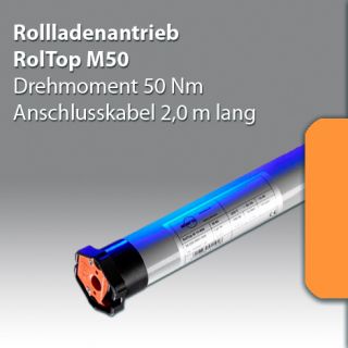 elero Rohrmotor RolTop M50 für Rollladen, Drehmoment 50 Nm, bis 123