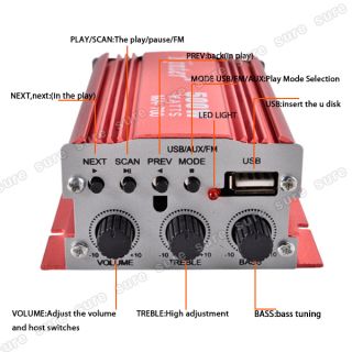 Mini Auto Verstärker Amplifier HiFi Stereo 2Kanäle 500W mit FM USB