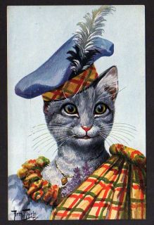 84201 AK Arthur Thiele Serie 486 Katze mit Hut als Schotte verkleidet