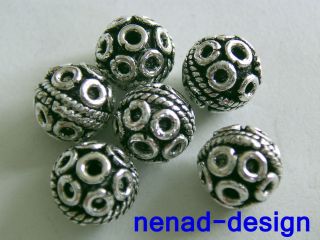Metallperlen Messing VERSILBERT 7mm filigran Perlen nenad design