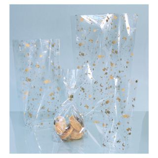 Folia Bodenbeutel mit goldenem Weihnachtsdruck, 95x160mm, 10 Beutel