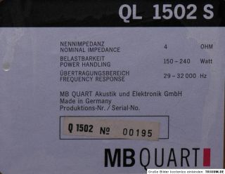 Stück MB Quart QL 1502 S highend Standlautsprecher / Bastlerware