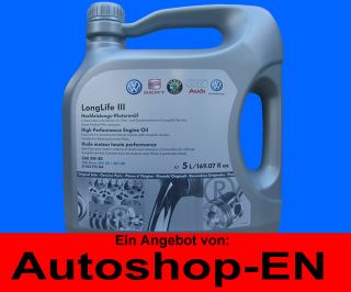 VW Motorenoel 5W 30 5 Liter 5W30 LongLife 3 VW 504 00 507 00 AUDI SEAT