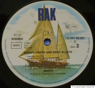 LP SMOKIE Bright Lights & Back Alleys 1977 GER RAK OIS ORIGINAL