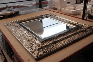 Wandspiegel Spiegel barock antik Silber 102 x 92 cm Facettenschliff #
