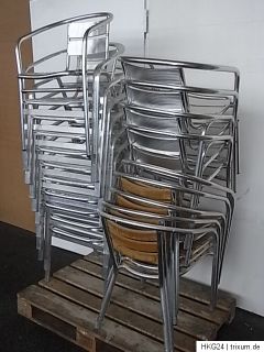 5x Aluminum Terrassenstuhl m. Holz Outdoor Stuhl Cafè Stuhl