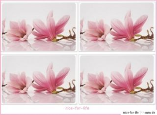 4x Motiv Platz Set Tisch Set Magnolie Magnolia rosa pink Blüte