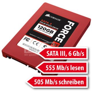 SSD Corsair Force GT 120GB (CSSD F120GBGT BK ) 555MB lesen, 505MB