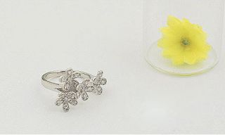 F4541 Crystal Flower Silver Ring Size5,Ring Jewelry