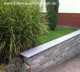 Mauerabdeckung Naturstein grau/ Granit Abdeckung Abdeckplatte Mauer