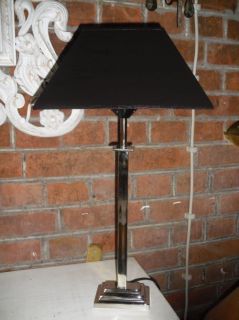 Tischlampe, Nickel poliert, ca, 57 cm hoch, Schwarz Lack Leuchte Lampe