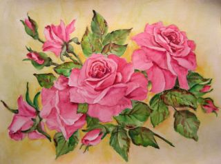 Rosen auf Leinwand 30x40 Aquarellbild   Orig.