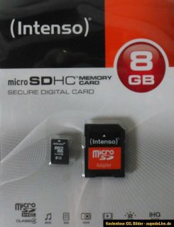 Intenso micro SDHC Memory Card   8 GB   Speicherkarte für Handy oder