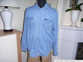 wrangler Jeanshemd Jeans Hemd Gr. L/XL 50/52 Druckknöpfe blau