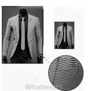 Herren schwarz weiß Muster Zwei Knopf slimfit Baumwolle Jacke Anzug