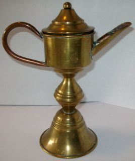 Antike Öl Lampe Messing mit Kupfergriff