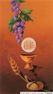 IHS Kommunion Bild Hostie Kelch Einladung Tischkarte Jesus Christus
