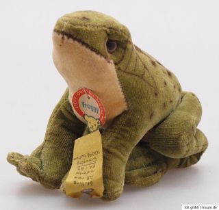12 1030) Steiff Frosch Froggy, 50er Jahre, Samt, alle IDs