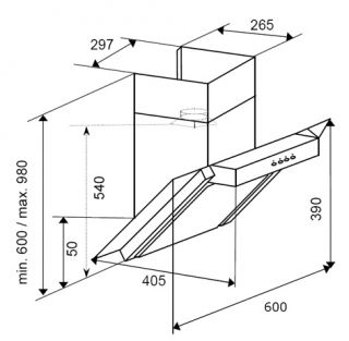 BAUMATIC BE 600 GL DUNSTABZUGSHAUBE KOPFFREI 60CM NEU