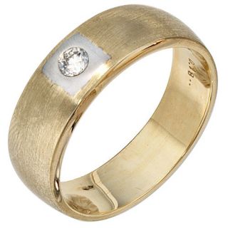 Herrenring Ring mit Diamant Brillant, 585 Gold Gelbgold, Männer