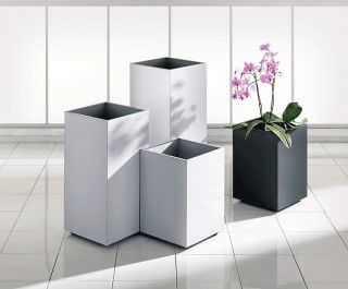 Quadrato Blumentopf/ Pflanzenkübel / Metallgefäß 87 cm silber