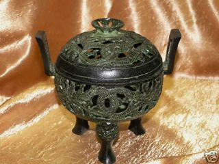 besonderer Bronze Censer Räuchergefäß Drachen China