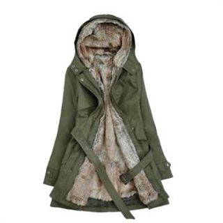 Damen Wintermantel lange Mantel FELL KAPUZE Wollmantel Jacken S M L XL