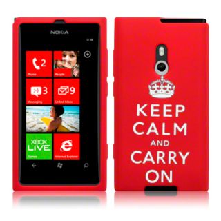 KEEP CALM & CARRY ON Silicone Case For Nokia Lumia 800 / Red & Screen