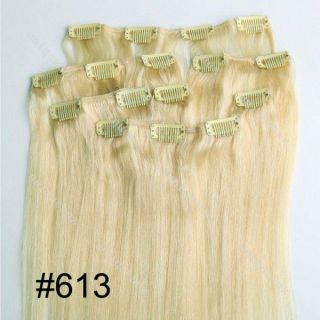Clips in 7 x 15 Remy Echthaar #613 Extensions 70g Haarverlängerung