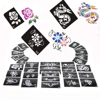 50 Sheets Stencils for Body Painting Glitter Tattoo Kit