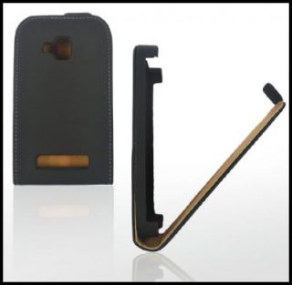 Handy Tasche Leder Schwarz Für Nokia Lumia 610 Etui Case *