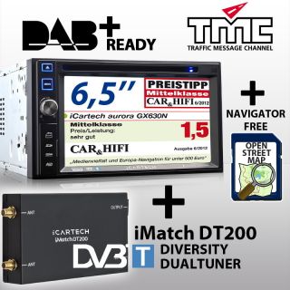 AUTORADIO DVBT NAVI 2Din DVD GPS Doppel DIN GT630mf DAB VIVID UI
