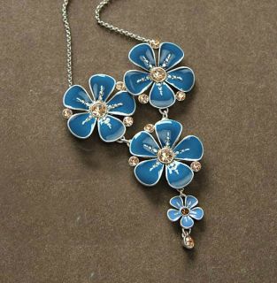 Pilgrim Halskette Necklace 637 Bouquet, Blumen, Blau, versilbert