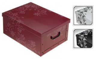 2er Aufbewahrungs Box mit Deckel Floralmuster Kiste Karton Schachtel