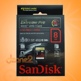 SanDisk Extreme Pro 8GB SDHC UHS 1 Memory Cards Class 10 Speed 95MB/s