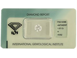 Diamant Brillantschliff 1,07ct Zertifikat IGI UVP 15.622. 