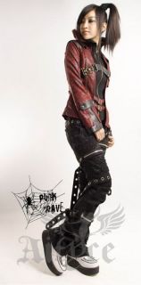 Punk Rave Visual Kei Lolita Gothic Rocker Jacke weinrot Kunstleder