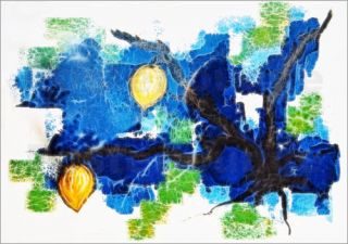Bild auf Leinwand Zitronenbaum Aquarell Malerei von Nettesart
